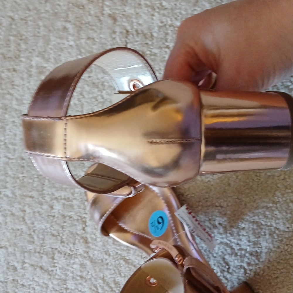 Michael Kors copper metallic buckle chunky heels 6.5 - Picture 8 of 11